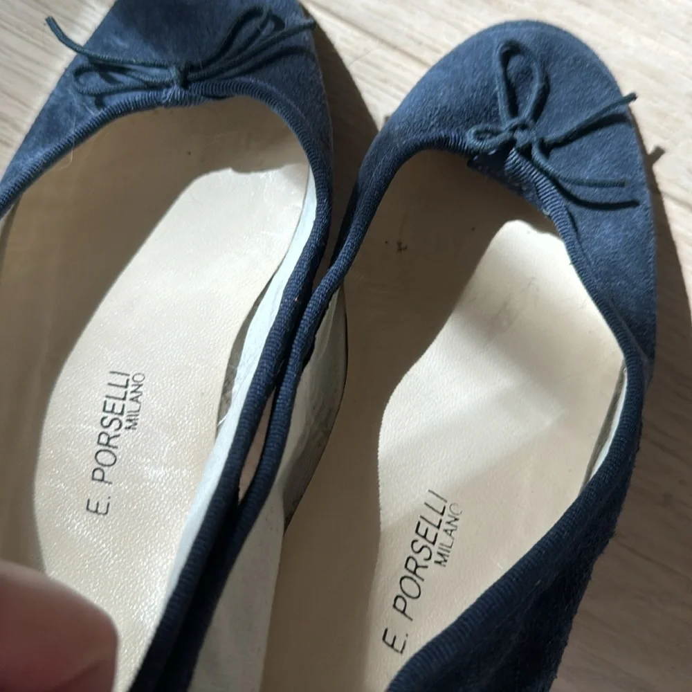 A.P.C. Navy Blue Suede E. Porselli Flats 35 - Picture 2 of 4